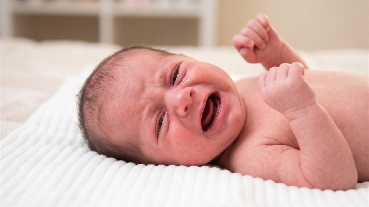 Crying newborn baby during breastfeeding challenges